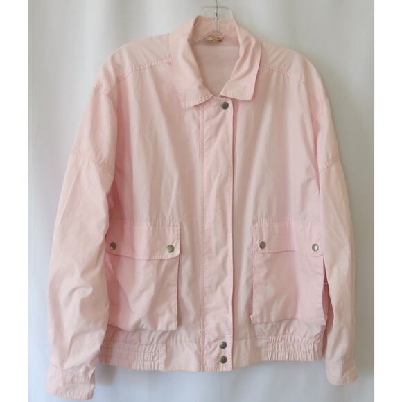 JANTZEN Vintage Windbreaker Light Jacket Size M Women Zipper Pink Pockets 80-90s - Picture 1 of 11